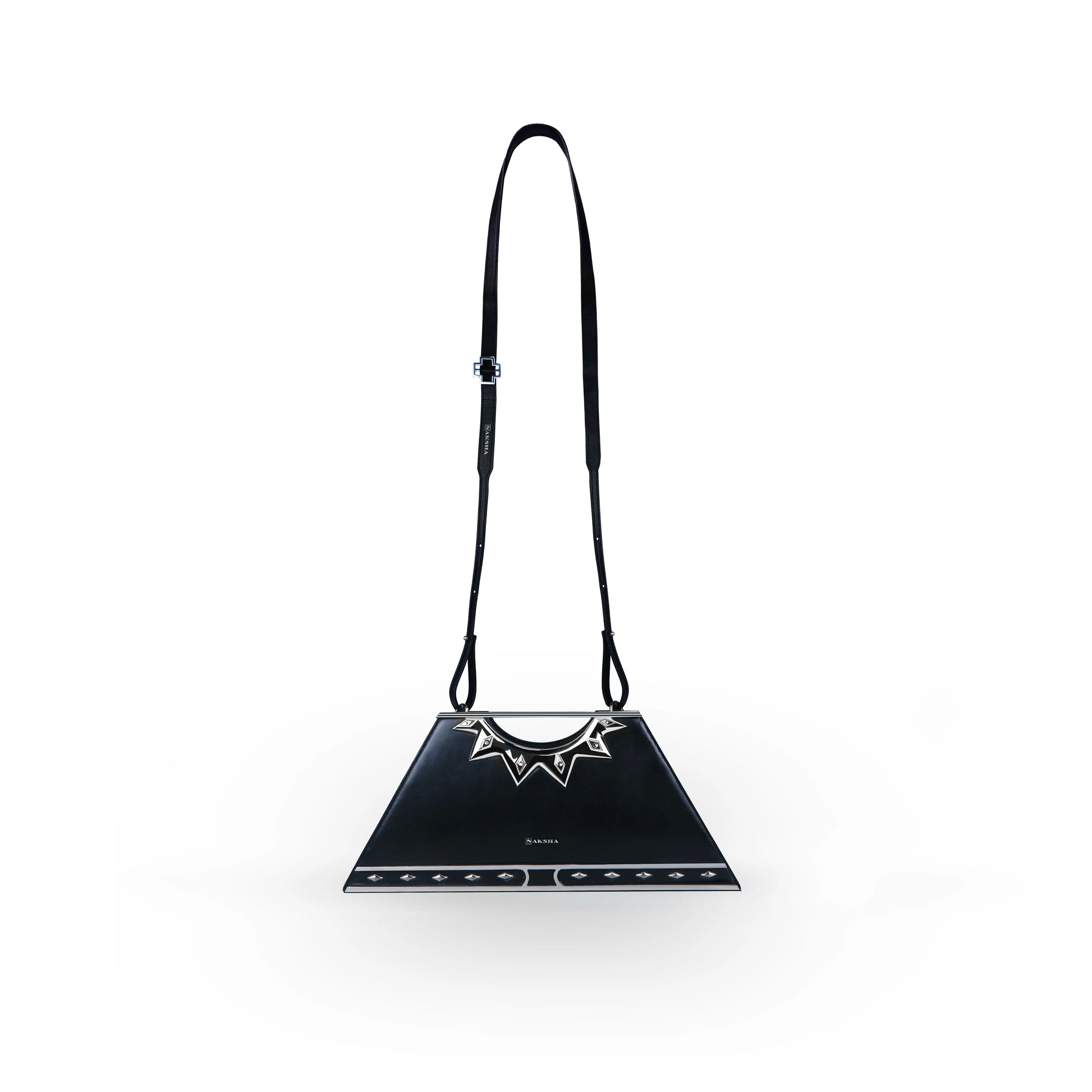 Sun Bangle sculptural handle bag with silver-plated jewelry hardware — Naksha Outpost