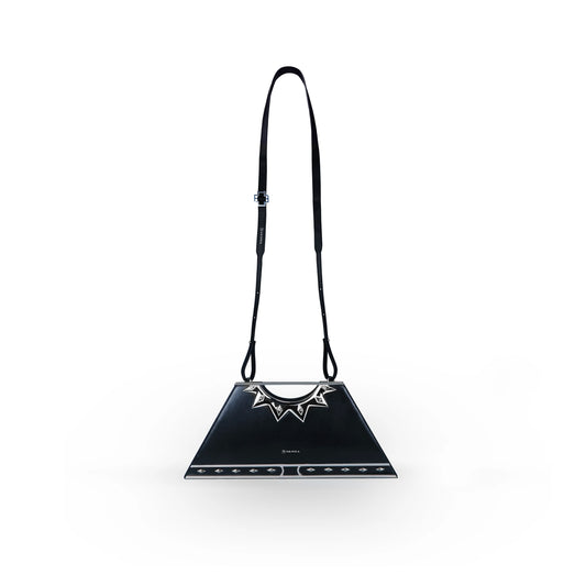 Sun Bangle sculptural handle bag with silver-plated jewelry hardware — Naksha Outpost