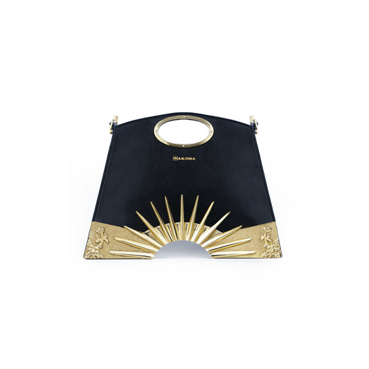 Kiran luxury sculpture handle bag with 22k gold-plated hardware — Naksha Outpost