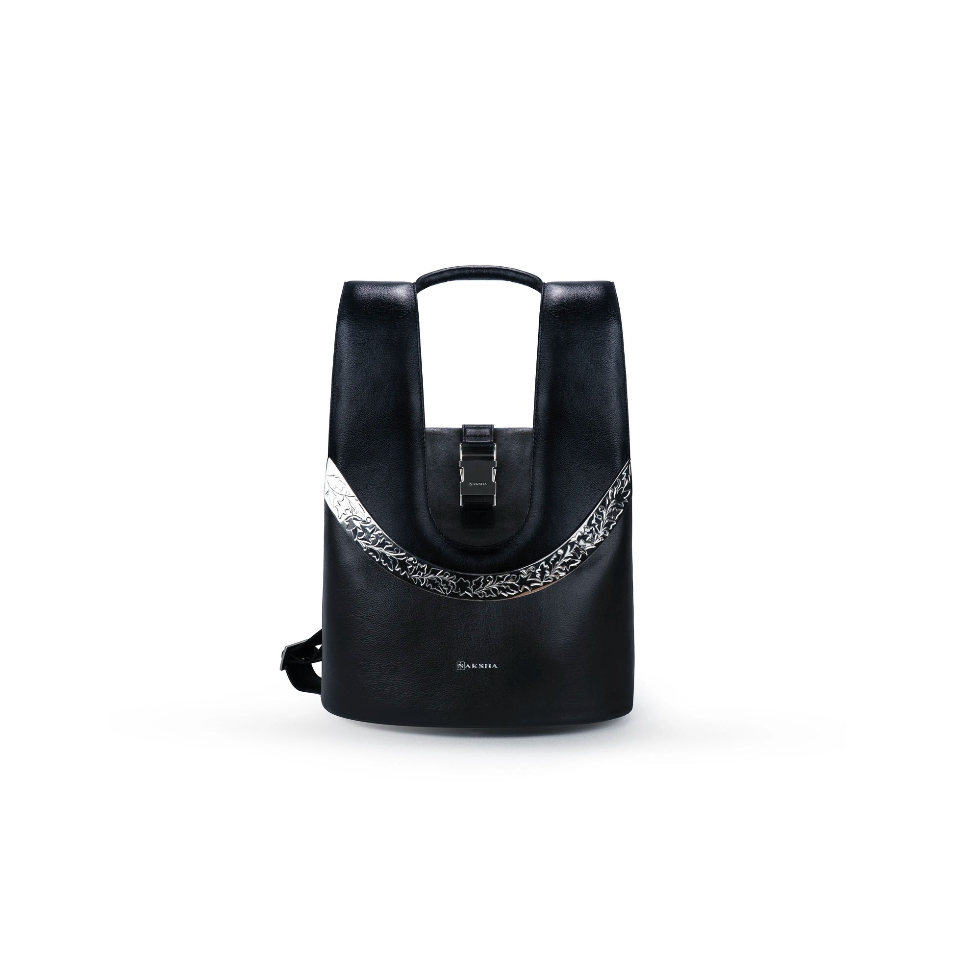 Arch luxury mini backpack with silver-plated sculptural arch hardware — Naksha Outpost