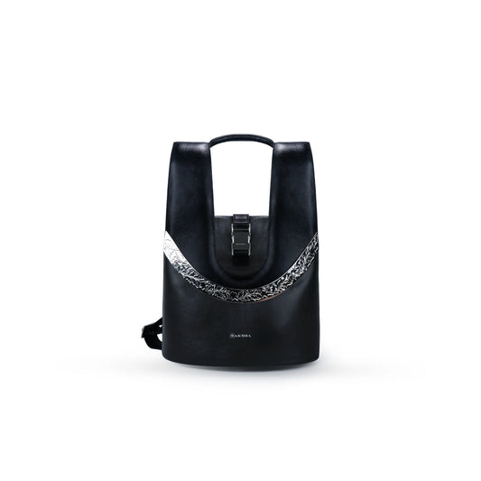 Arch luxury mini backpack with silver-plated sculptural arch hardware — Naksha Outpost